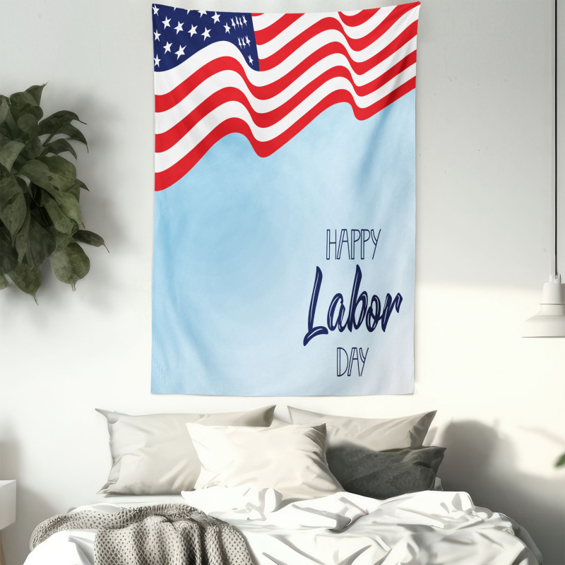 Waving Flag and Wording Tapestry