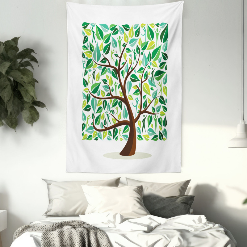 Squares Leaves Silhouette Tapestry