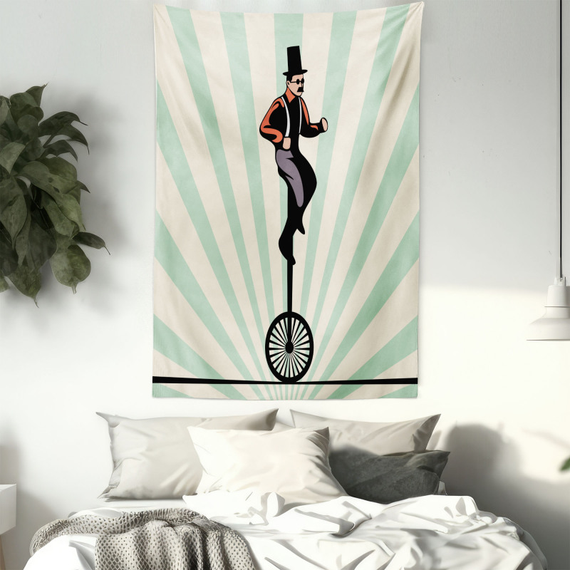 Citrus Man on Monowheel Art Tapestry