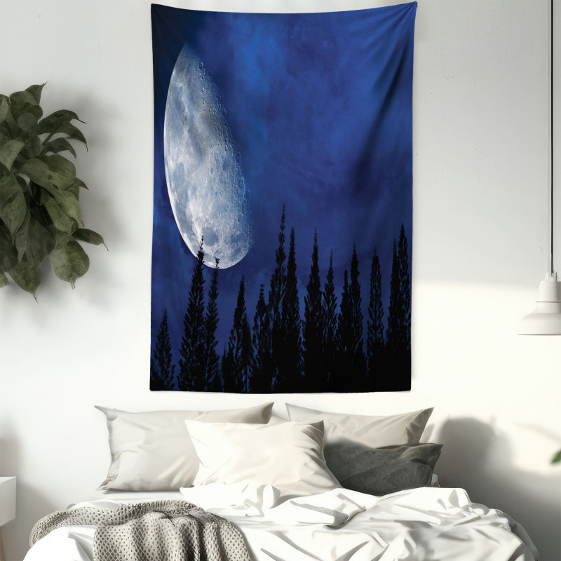 Forest Night Silhouette Tapestry