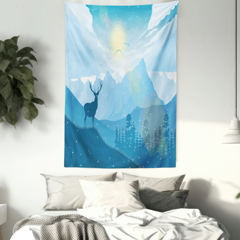 Mountain Fauna Sunrise Tapestry