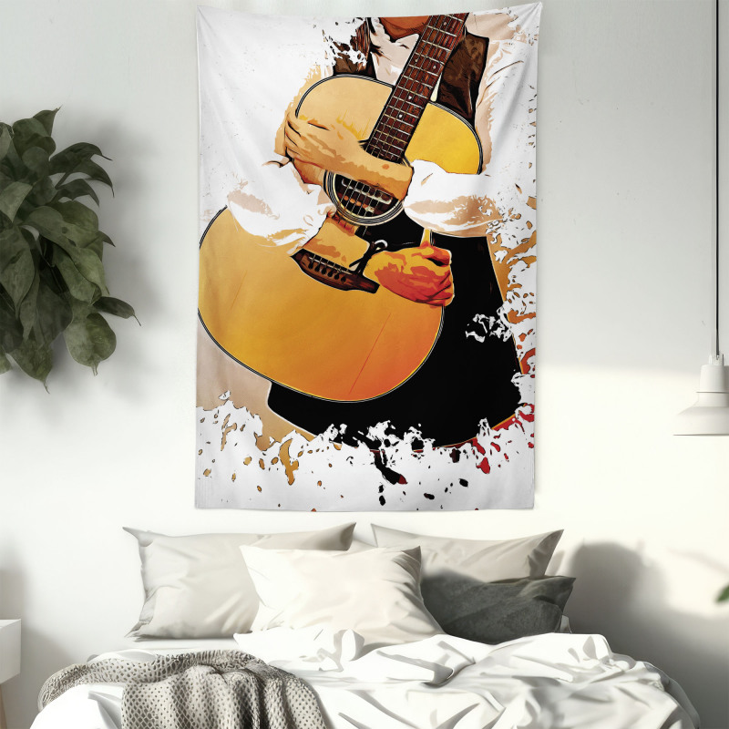 Man Holding a Guitar Tapestry