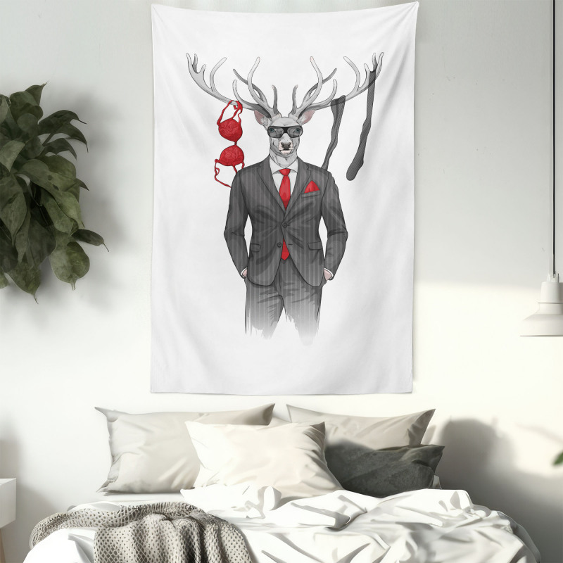 Womanizer Deer in Suit Art Tapestry