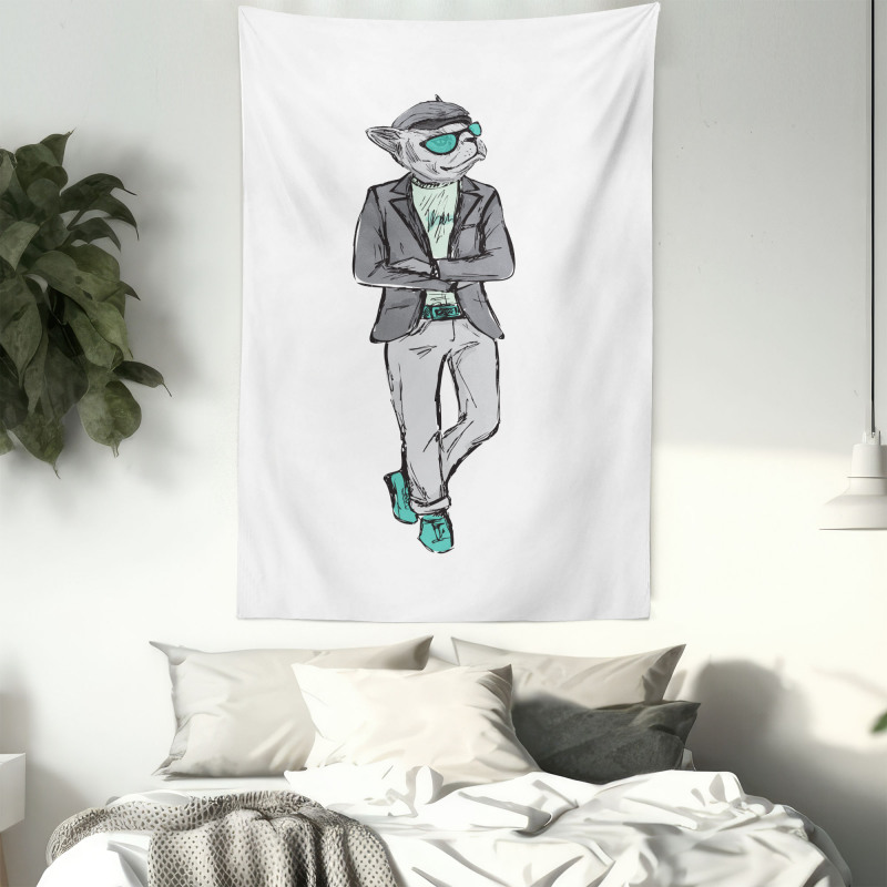 Modern Bohemian Bulldog Art Tapestry