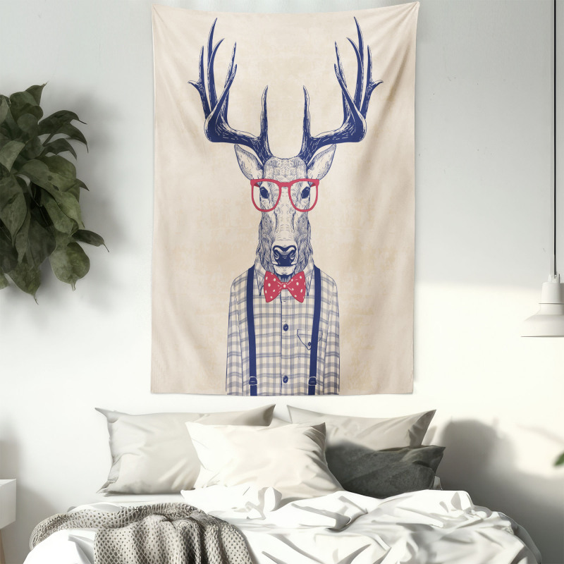 Humorous Deer with Jazz Bow Tapestry