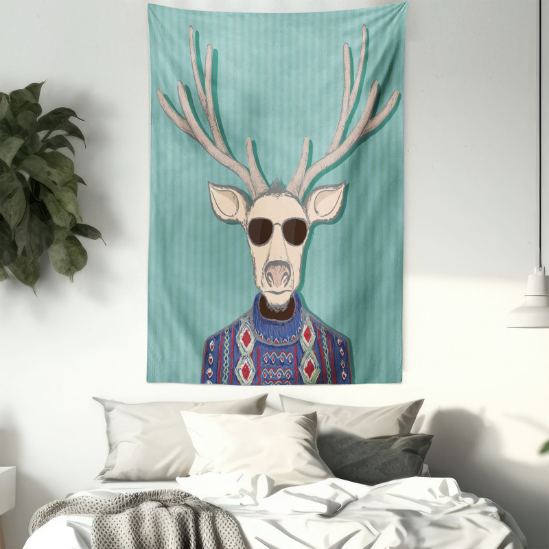 Deer with Colorful Sweater Tapestry