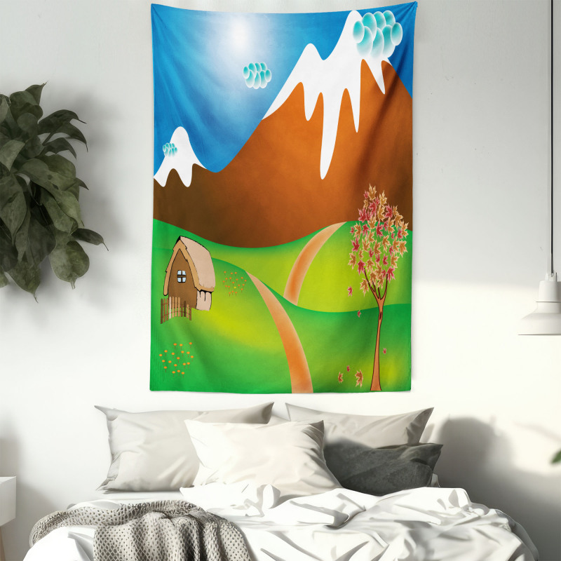 Cartoon Country Scene Tapestry