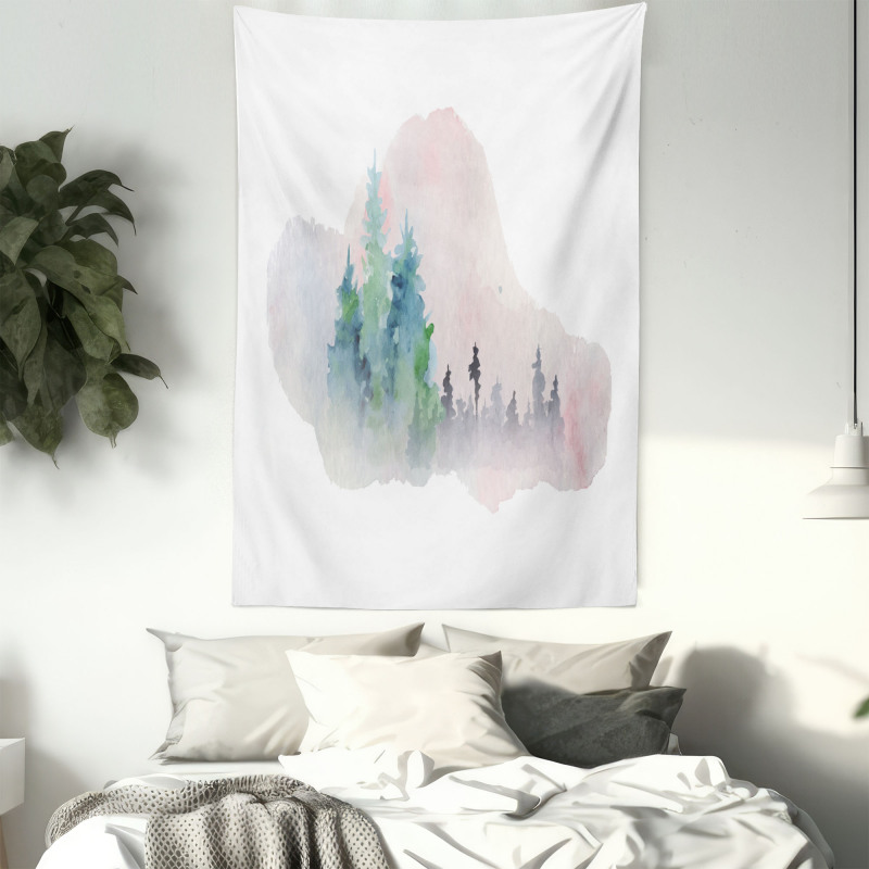 Watercolor Forest Artwork Tapestry