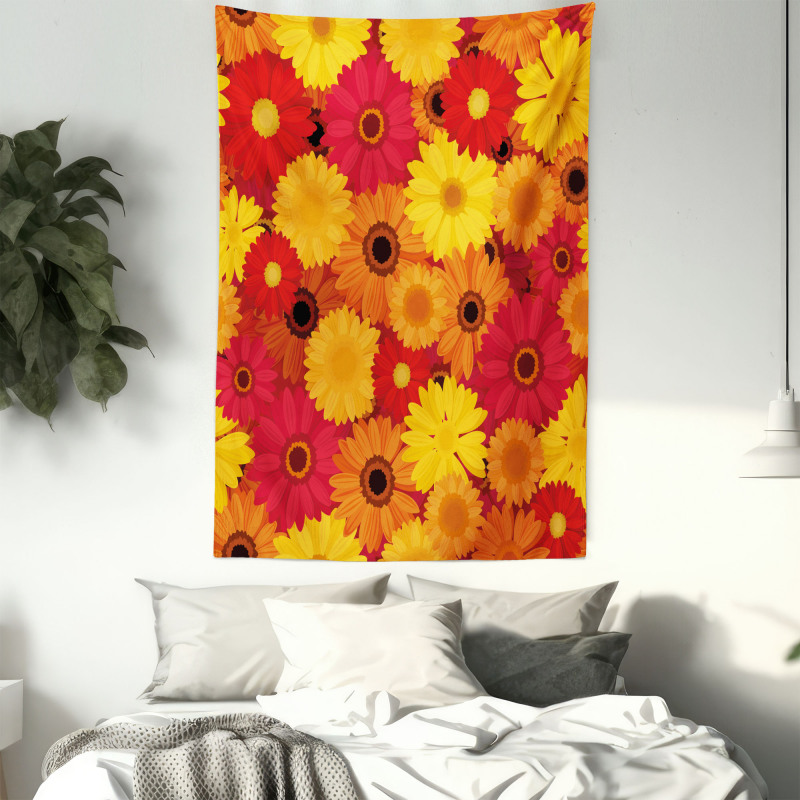 Warm Tones Flowers Tapestry