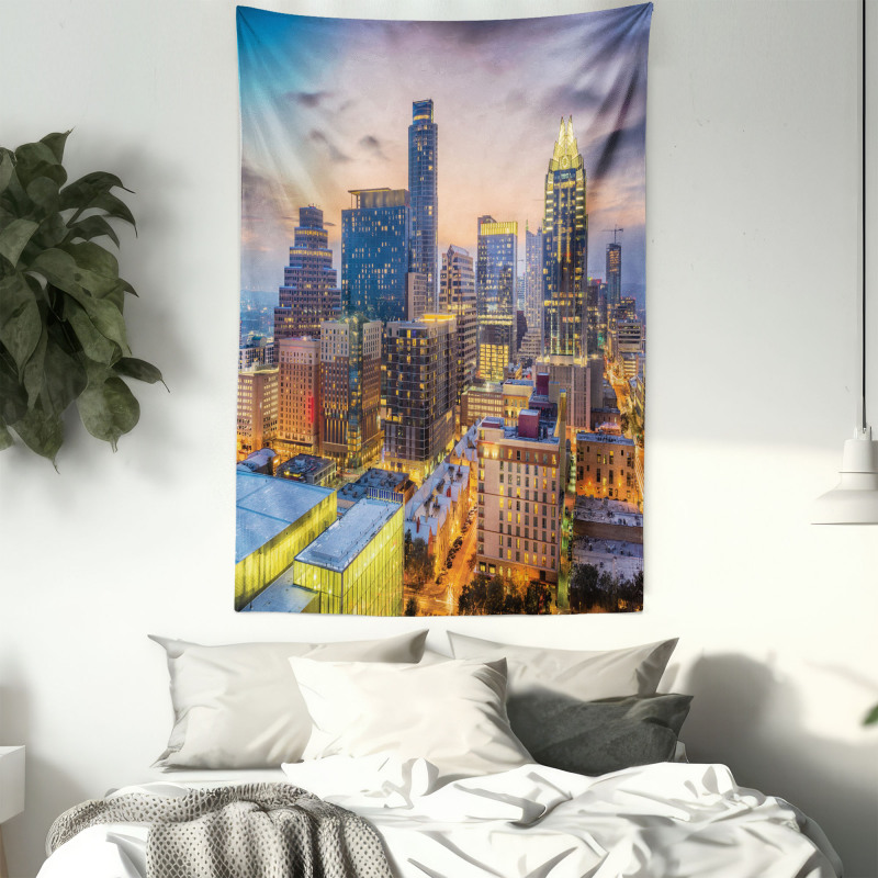 Urban Outdoor Scene at Dusk Tapestry