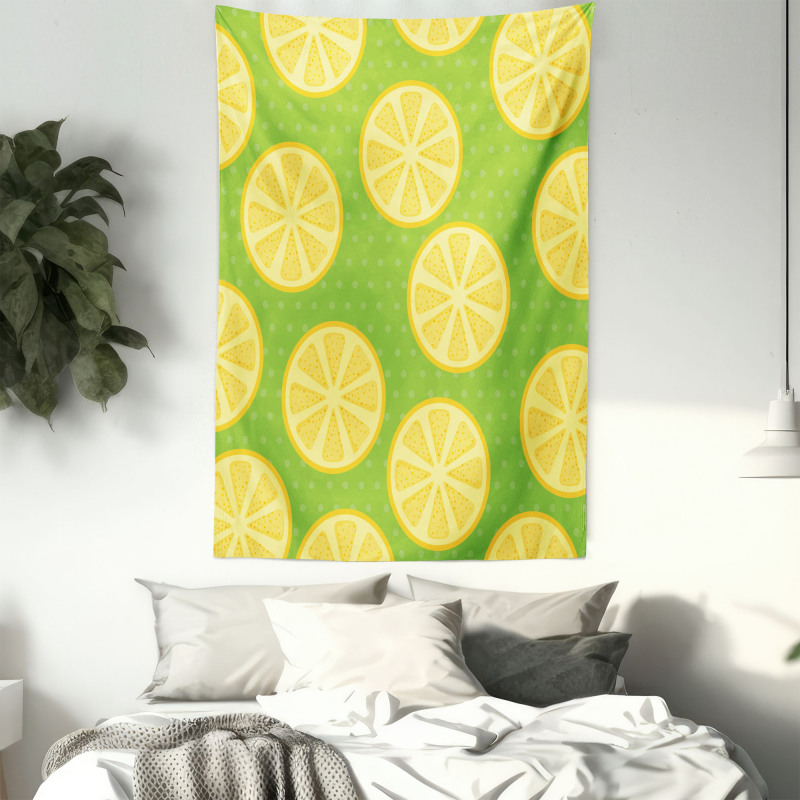 Citrus Slices Polka Dots Tapestry