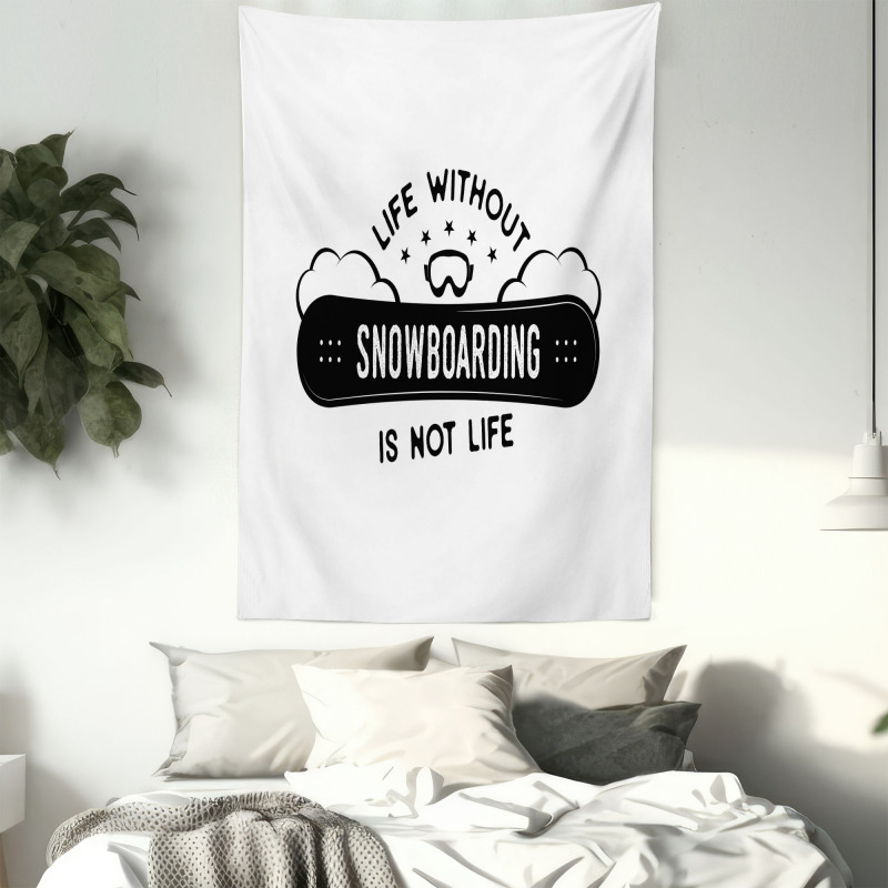 Snowboarding Calligraphy Tapestry