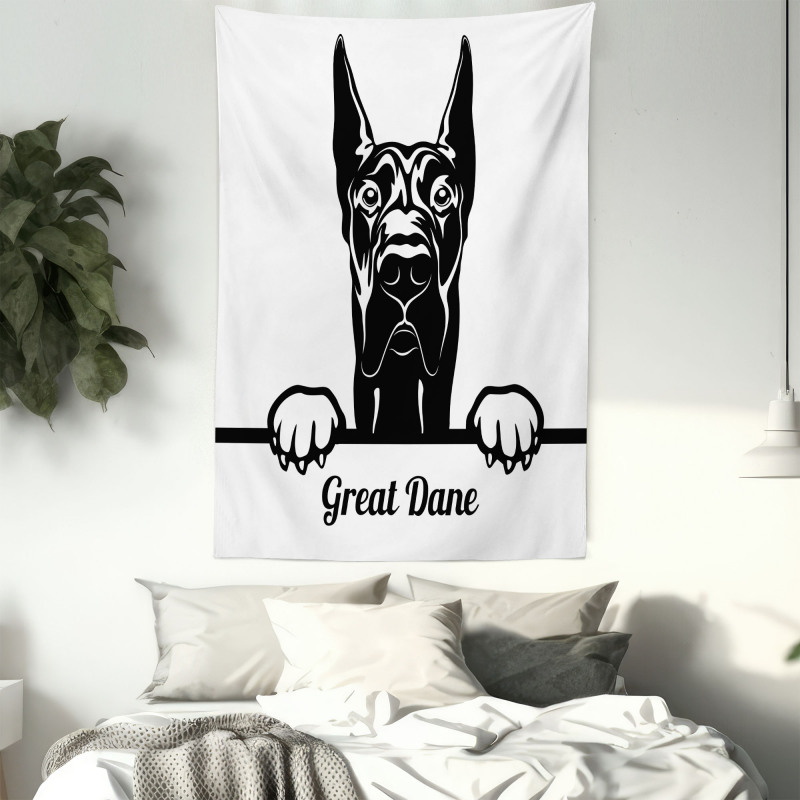 Peeking Big Breed Dog Tapestry