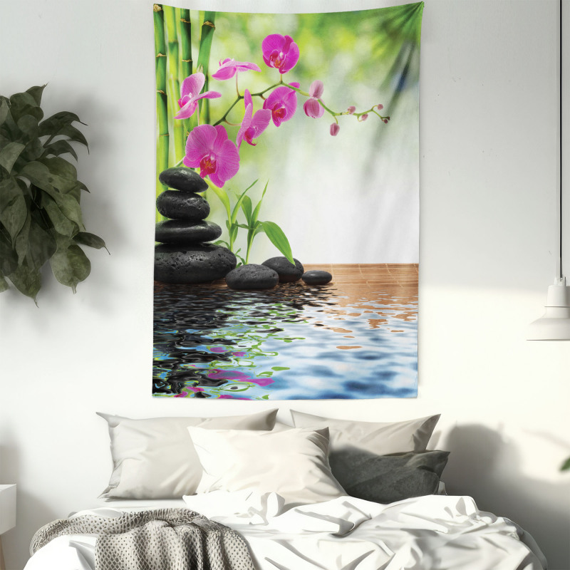 Bamboo Tree Orchid Stones Tapestry