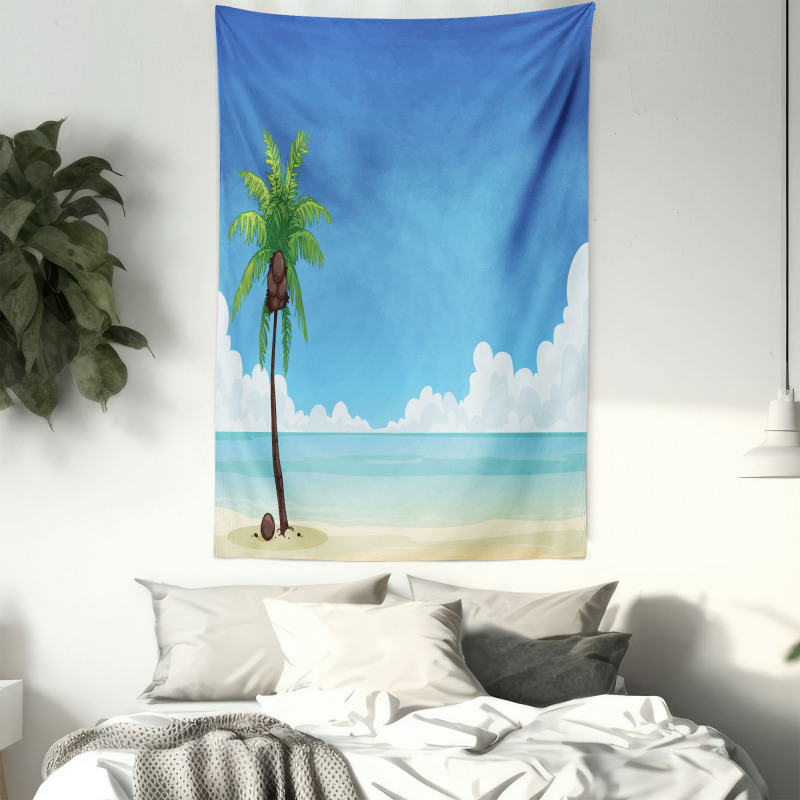 Exotic View Tree and Coconuts Tapestry