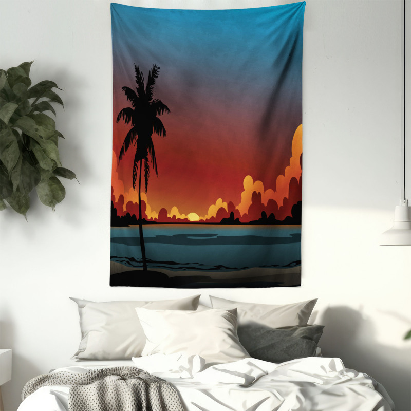 Dramatic Sunset Scene Pattern Tapestry