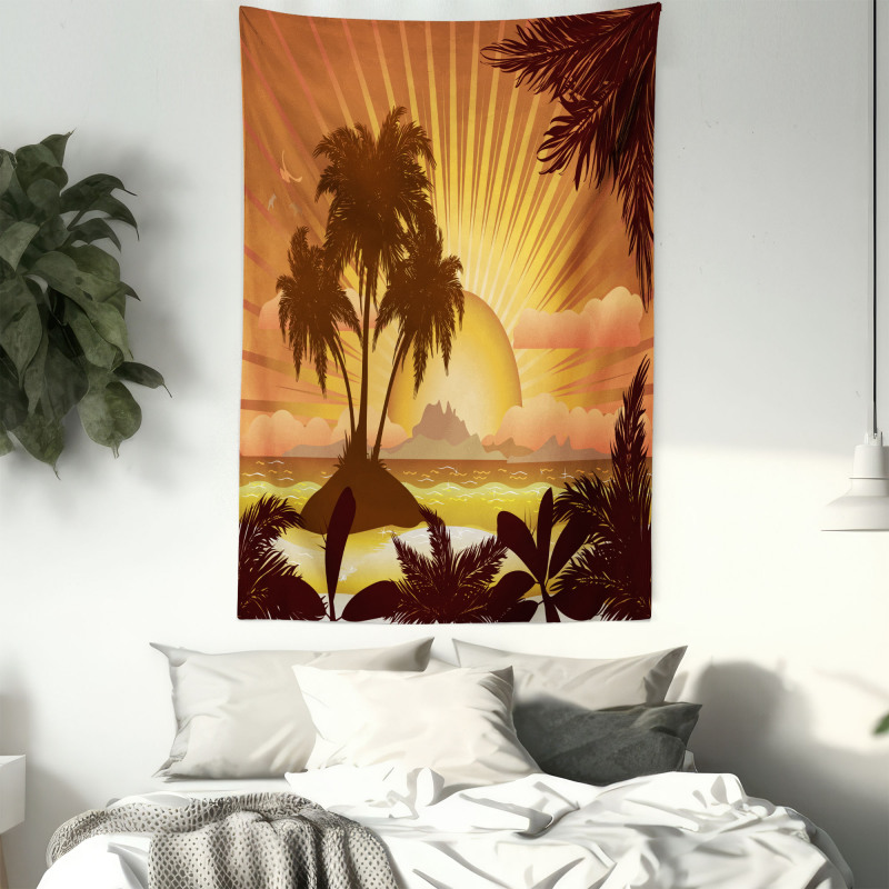 Digital Graphics Sunset Scene Tapestry