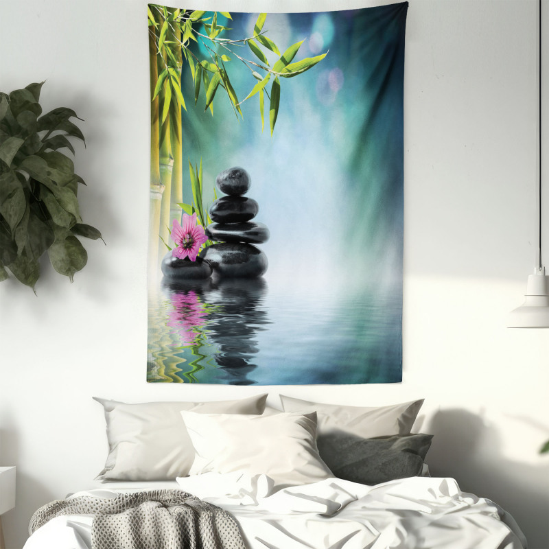 Hibiscus Bamboo on Water Tapestry
