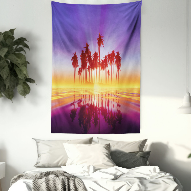 Dramatic Background Palm Trees Tapestry