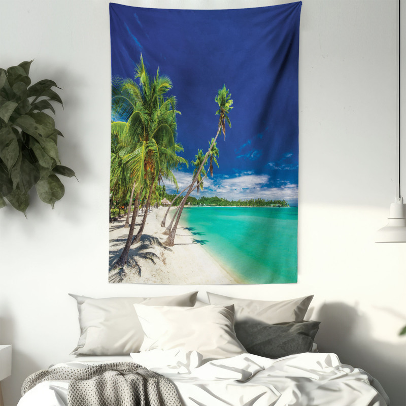 Exotic Beach and Coconut Trees Tapestry