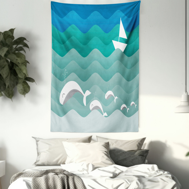 Nautical Paper Boat Tapestry