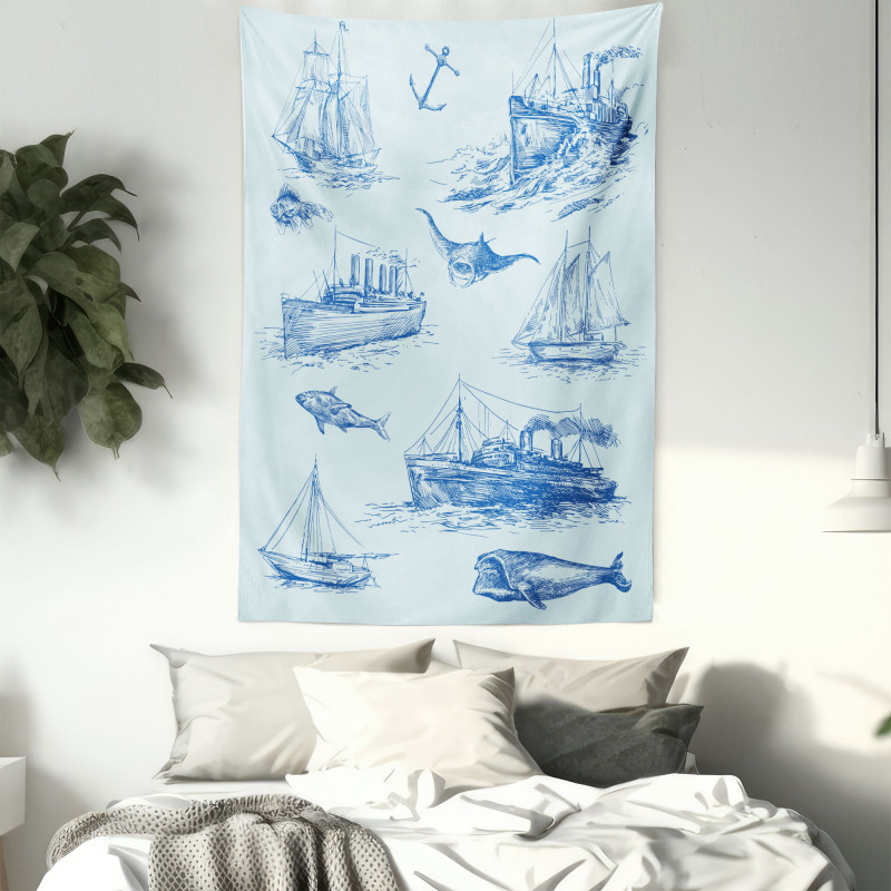 Wildlife Shark Boat Tapestry