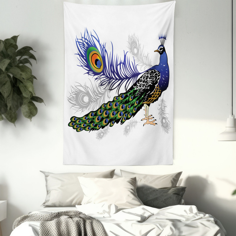 Wild Peacock Feather Tapestry