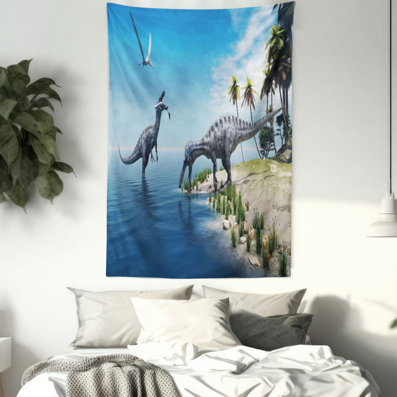 Wild Suchomimus Dinosaur Tapestry