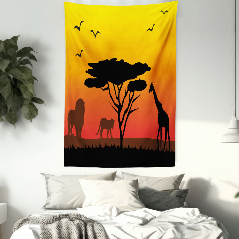 Savannah Animals Sunset Tapestry