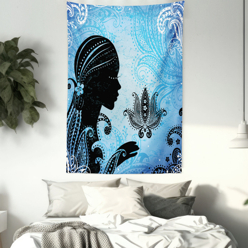 Girl Lotus Art Tapestry