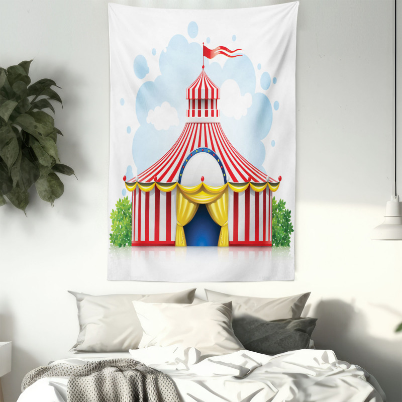 Striped Tent with Flag Tapestry
