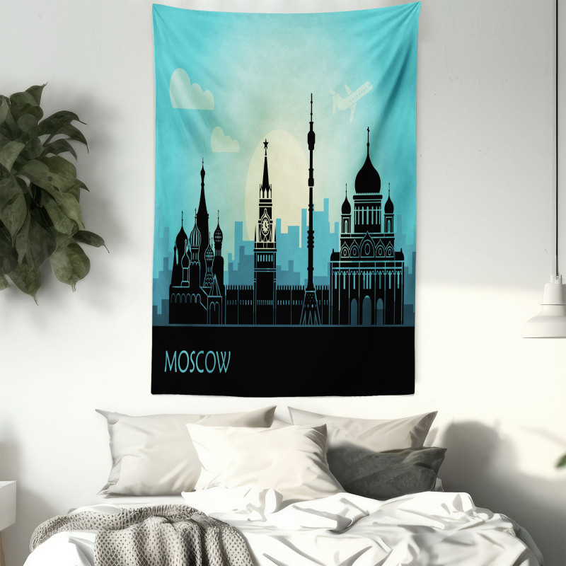 Moscow City Line Skyline Tapestry