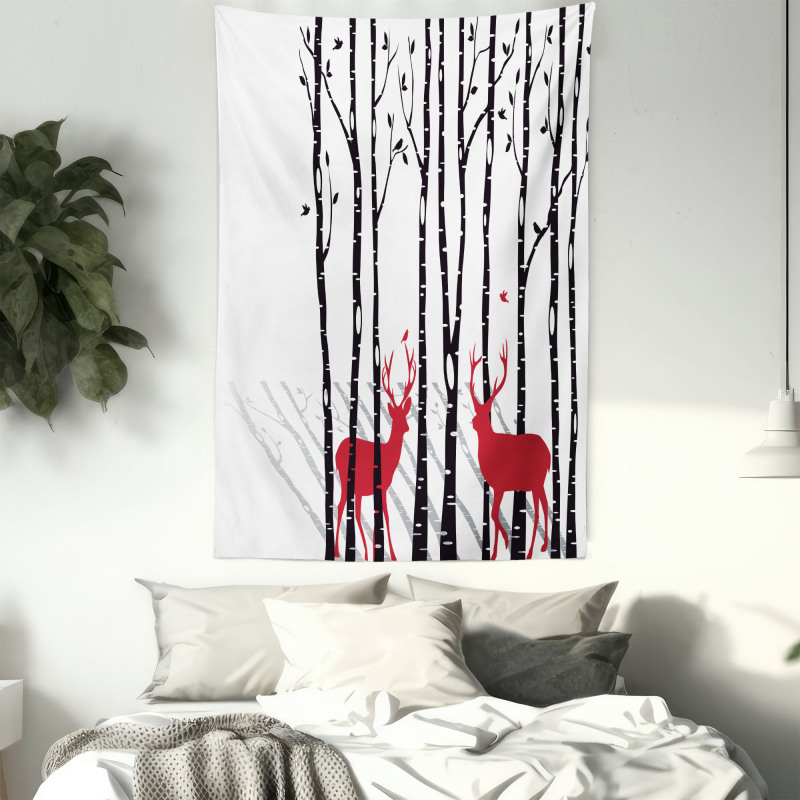 Deer Tree Forest Bird Tapestry