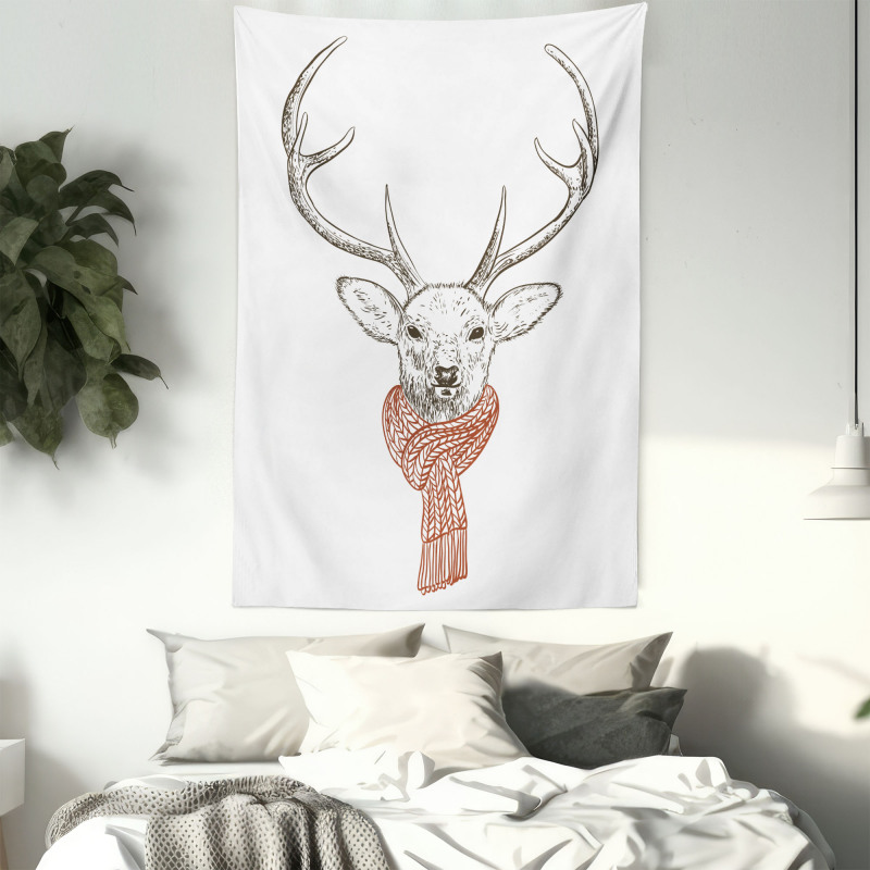 Deer with Scarf Winter Tapestry