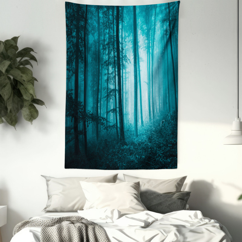 Foggy Dark Country Forest Tapestry