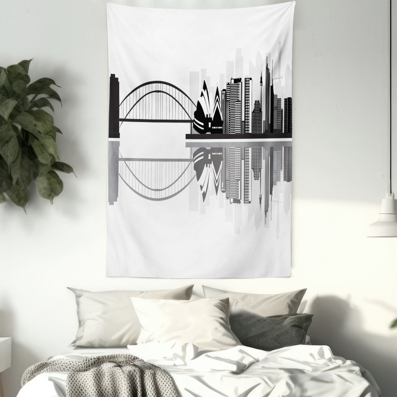 Monochrome Sydney Skyline Tapestry