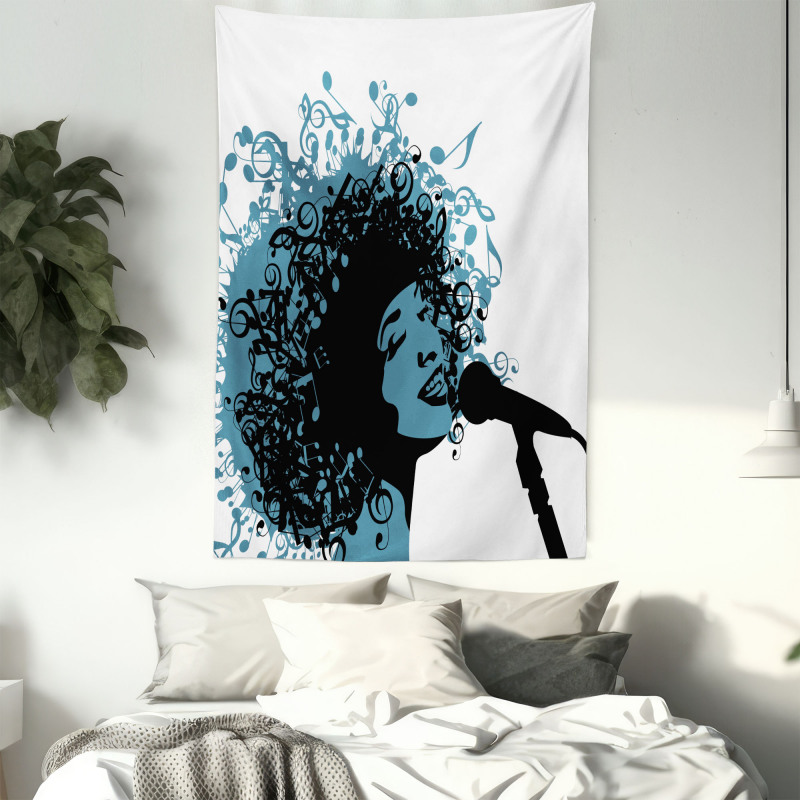 Singer Afro Music Note Hair Tapestry