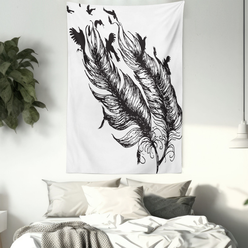 Flying Bird Silhouettes Tapestry