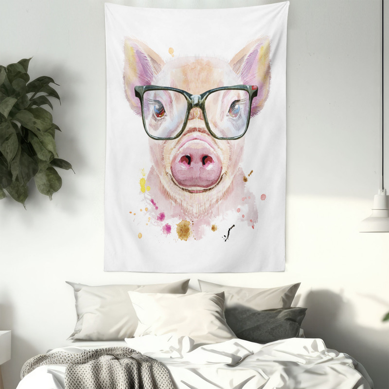 Pig Portrait with Spots Tapestry