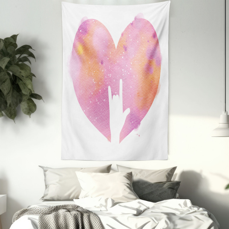 Watercolor Heart Rock Sign Tapestry