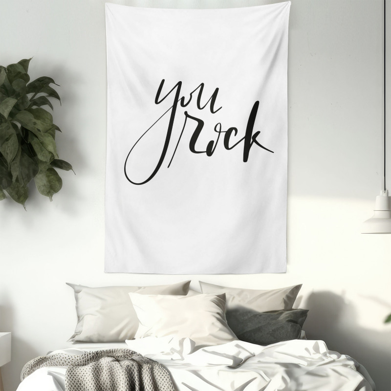 Monochrome Cursive Motto Tapestry