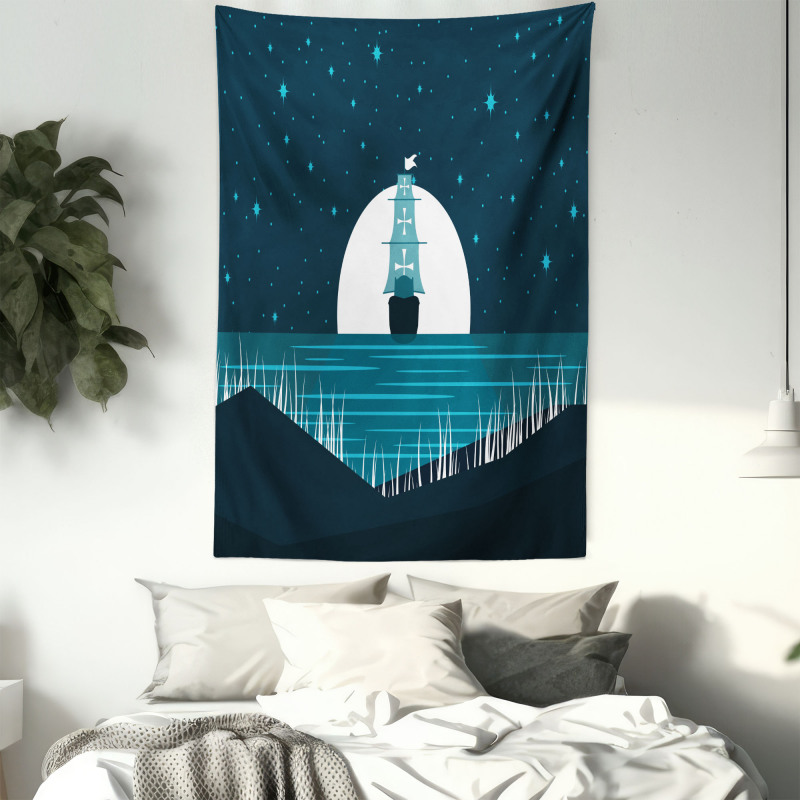 Moonlight on Water Ship Tapestry