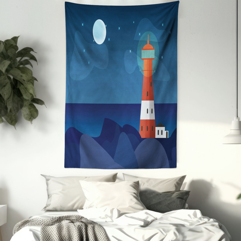 Lighthouse at Night Tapestry