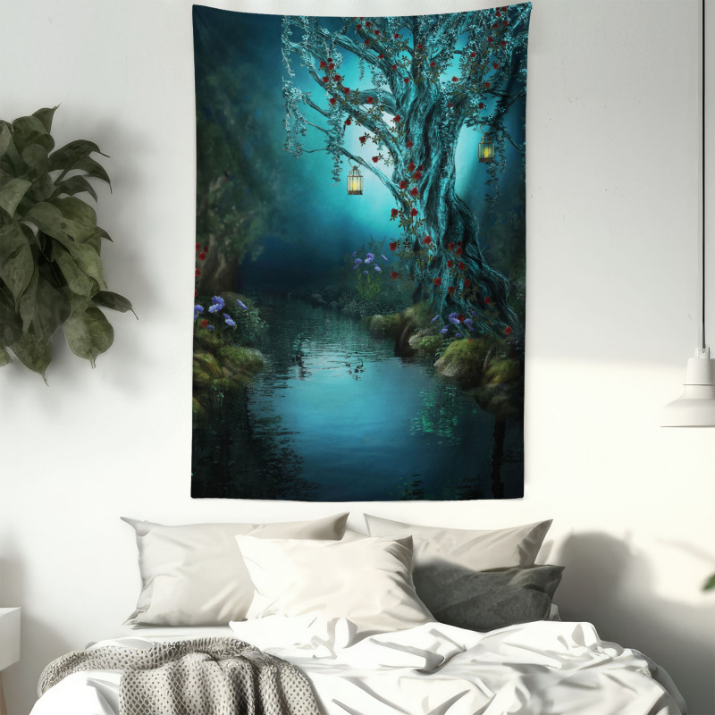 Mystical Forest Lake Tapestry