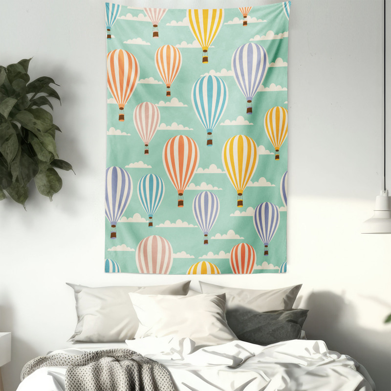 Retro Travel Balloons Tapestry