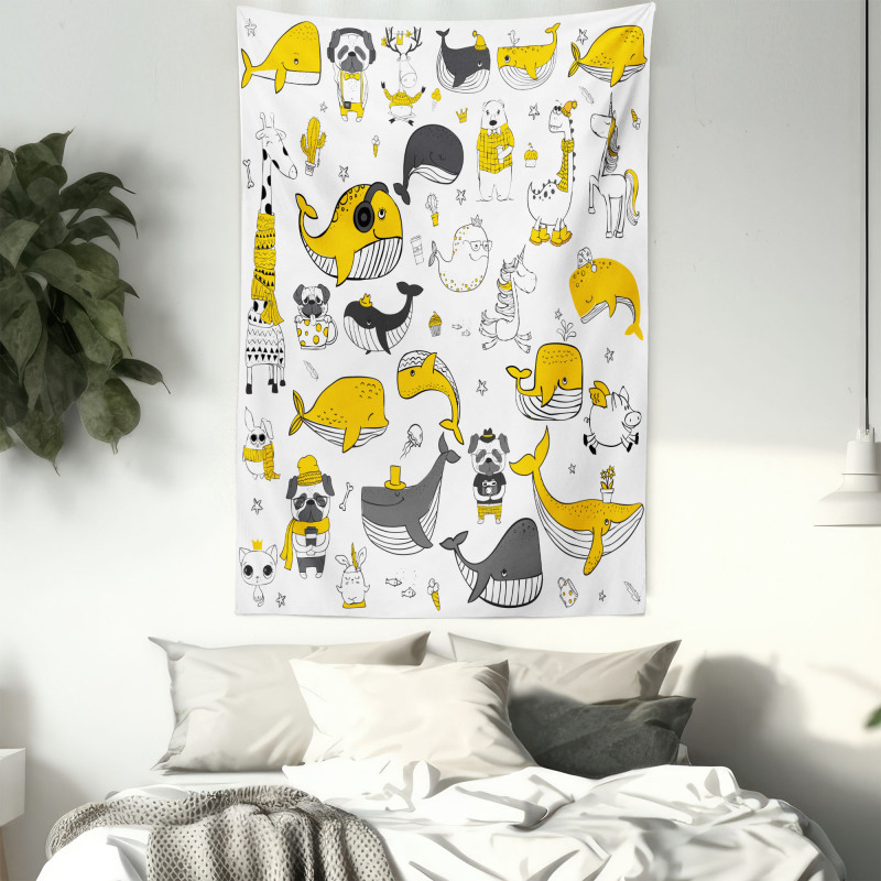 Childish Funny Animals Tapestry