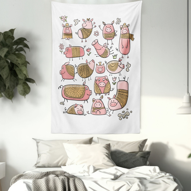 Zentangle Ornate on Pigs Tapestry