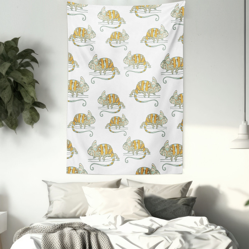 Wild Chameleon Lizard Tapestry