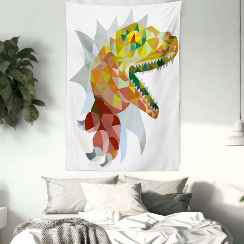 Colorful Mosaic T-rex Tapestry