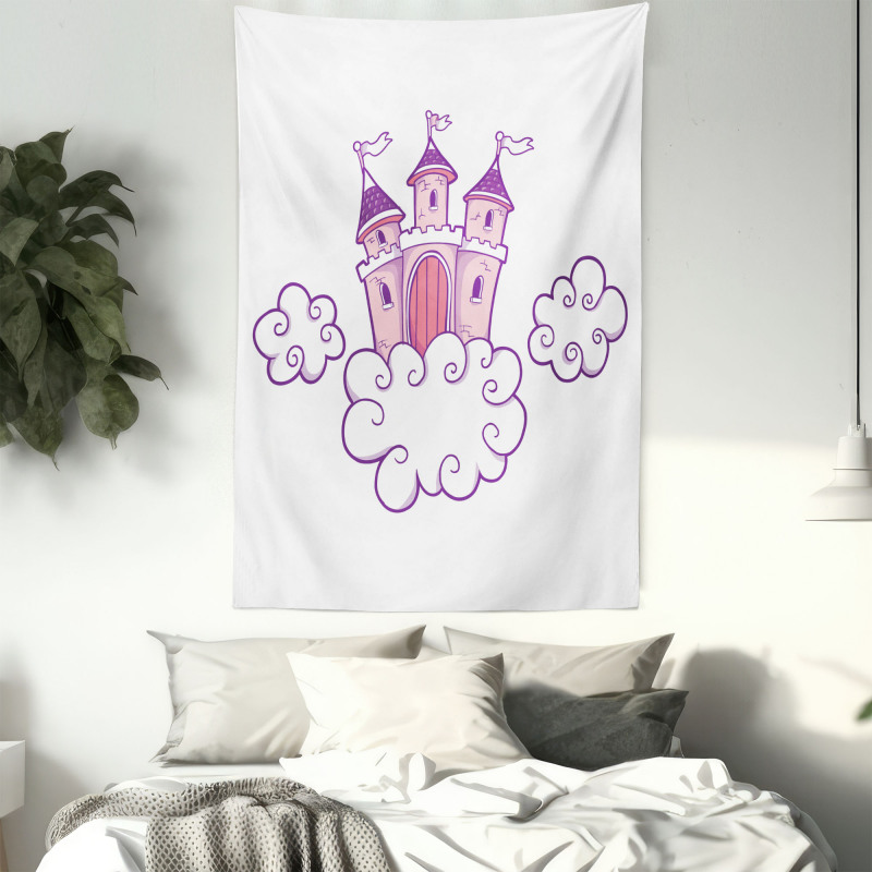 Dreamy Fortress Clouds Art Tapestry